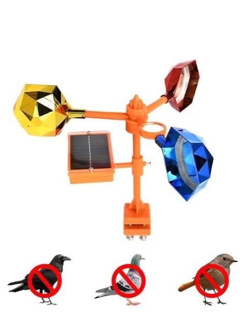 Bird Repellent Devices Reflect-a-Bird Deterrent with Solar Voice Scarer,360° Wind Driven Flash for Outside eon Woodpeckers Keep Scare Birds Away Solar Animal Repeller Reflective (Multicolor)
