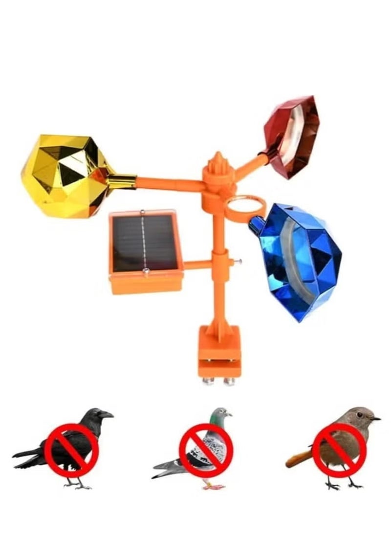 Generic Bird Repellent Devices Reflect-a-Bird Deterrent with Solar Voice Scarer,360° Wind Driven Flash for Outside eon Woodpeckers Keep Scare Birds Away Solar Animal Repeller Reflective (Multicolor)  - Image 1