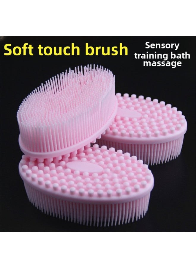 Sensory Training Tactile Brush Baby Massage Brush Bath Bath Brush Baby Shampoo Brush Caesarean Section Kidsren's Massage Brush-Color:Blue - Image 3