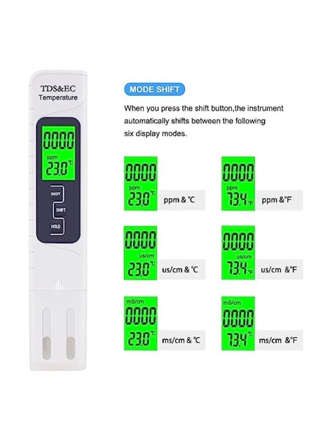 Generic LinJie TDS Water Tester Meter Impurity Digital Water Water Salinity Quality Meter Kit By, 3-in-1 TDS EC Water Quality Tester Meter with Backlight for Drinking Water, Aquariums, etc.  - Image 2