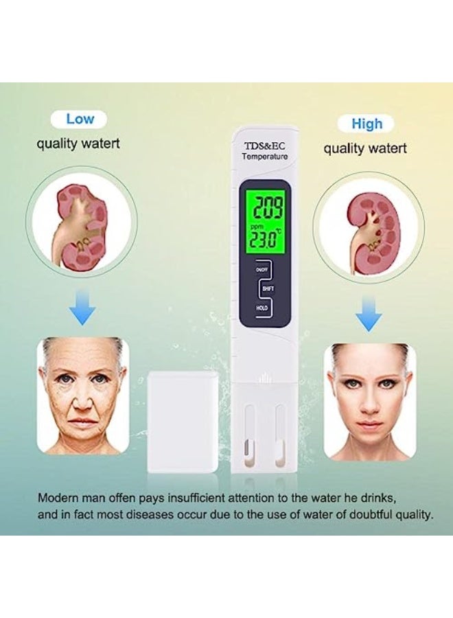 Generic LinJie TDS Water Tester Meter Impurity Digital Water Water Salinity Quality Meter Kit By, 3-in-1 TDS EC Water Quality Tester Meter with Backlight for Drinking Water, Aquariums, etc.  - Image 4
