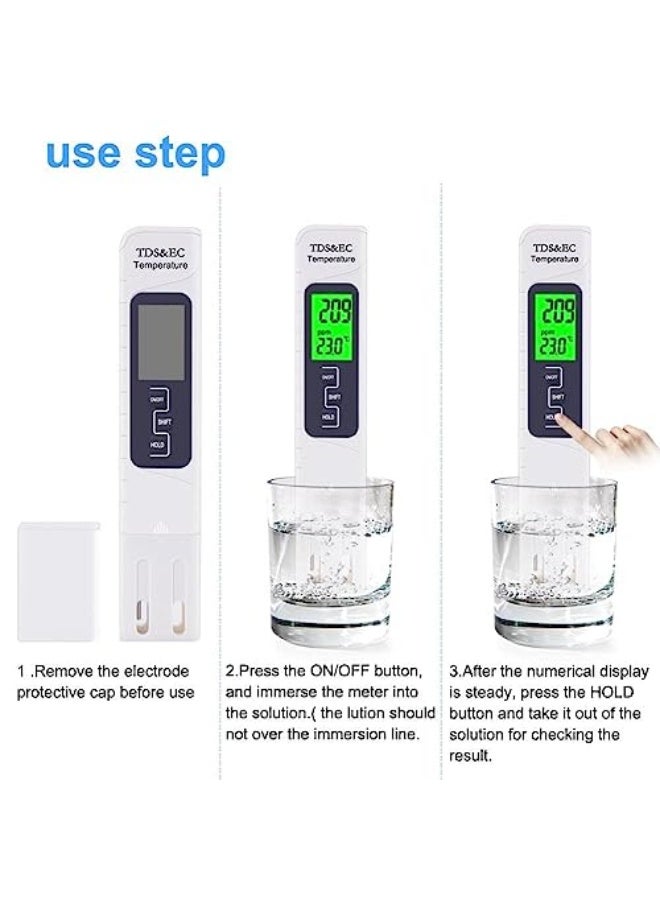 Generic LinJie TDS Water Tester Meter Impurity Digital Water Water Salinity Quality Meter Kit By, 3-in-1 TDS EC Water Quality Tester Meter with Backlight for Drinking Water, Aquariums, etc.  - Image 5