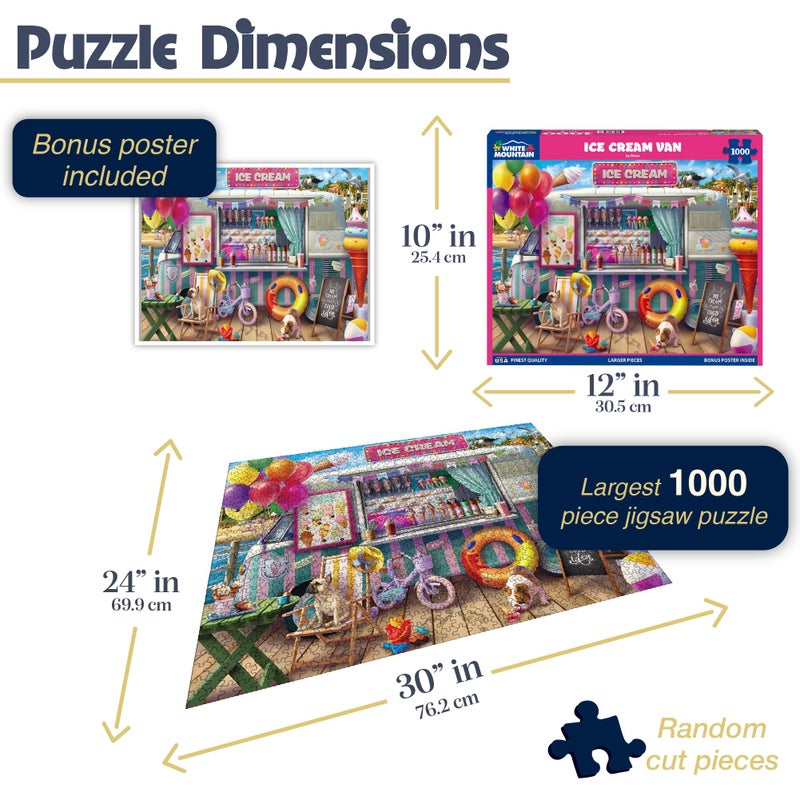 White Mountain Ice Cream Van Puzzle 1000 Piece Summer Jigsaw Puzzles for Adults - Image 3