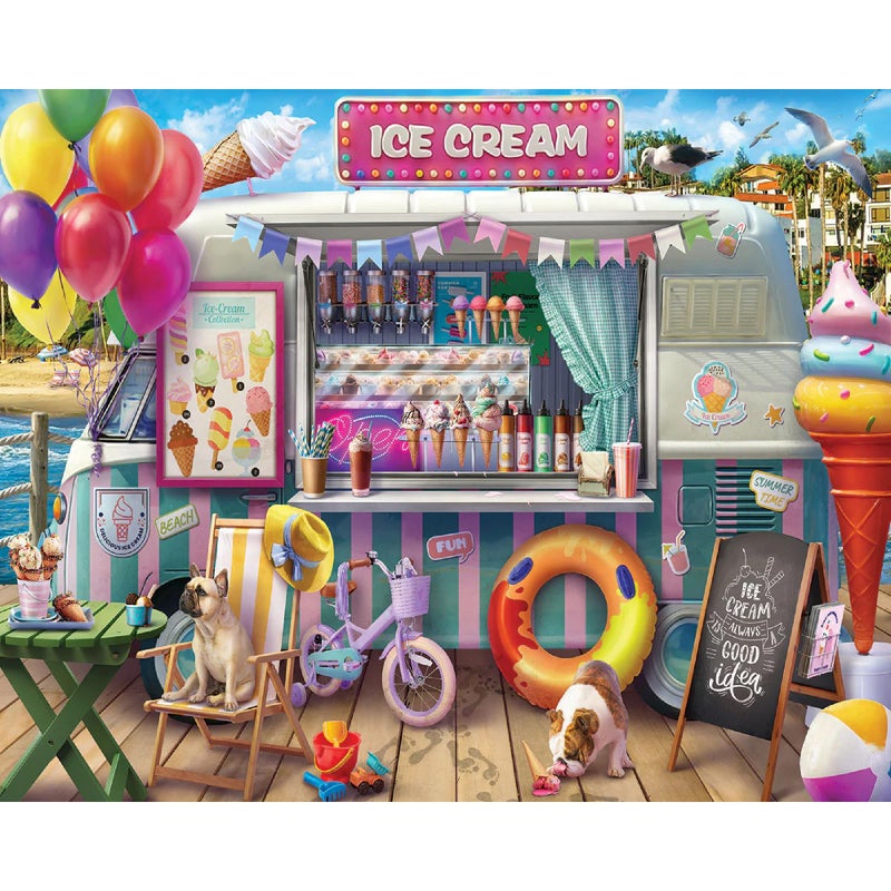 White Mountain Ice Cream Van Puzzle 1000 Piece Summer Jigsaw Puzzles for Adults - Image 1