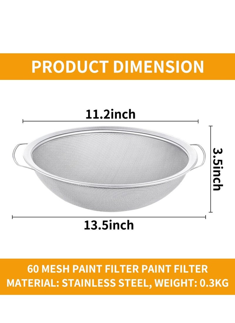 SYOSI - Fine Mesh Paint Strainer, 60 Mesh Stainless Steel Paint Filter Emulsion Honey Funnel Filter Cover Fits 5 Gallon Paint Bucket Filter Tool Insert Strains (2 Piece) - Image 1