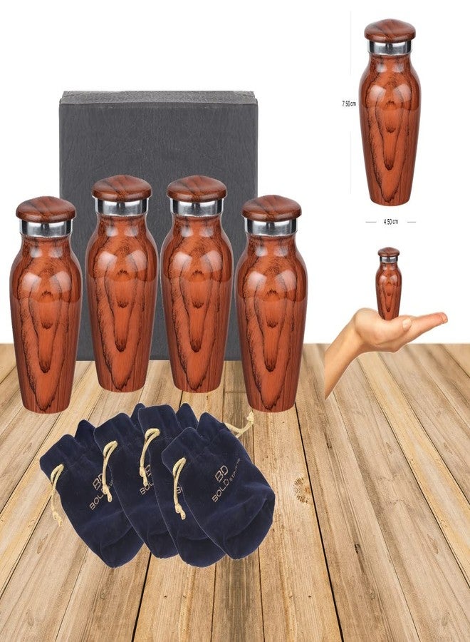 BOLD & DIVINE Wooden Textured Theme Keepsake Urn | Human Ashes Memorial Urn, Burial, Funeral Cremation Urns (Red Cherry Wood, Set of 4_Mini) - Image 4