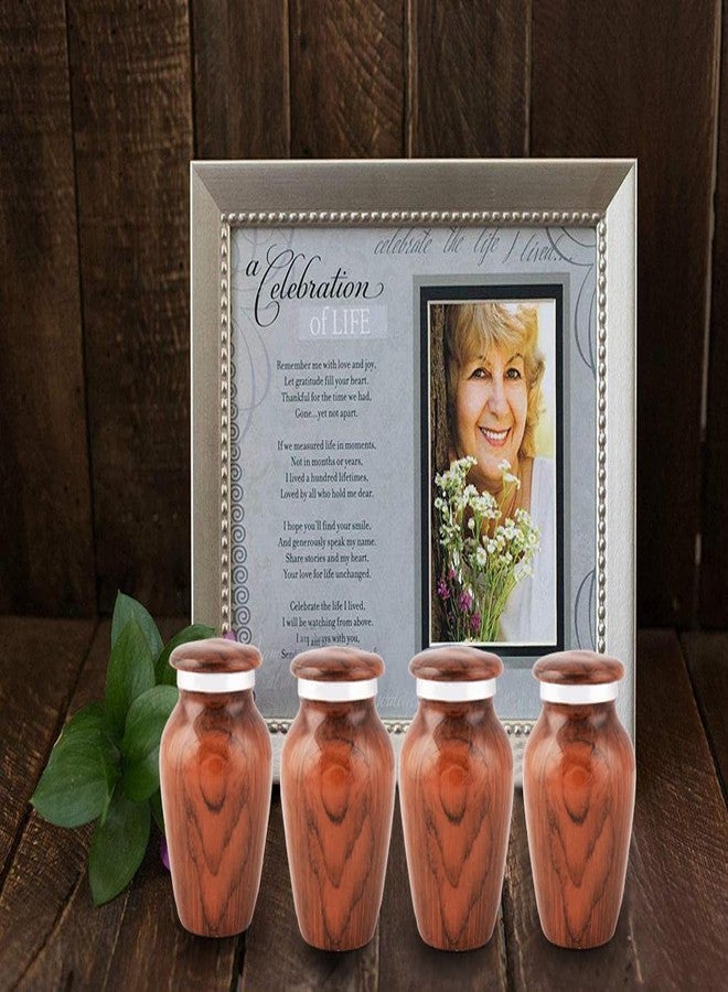 BOLD & DIVINE Wooden Textured Theme Keepsake Urn | Human Ashes Memorial Urn, Burial, Funeral Cremation Urns (Red Cherry Wood, Set of 4_Mini) - Image 5