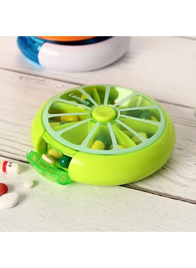 Generic 1 Piece Plastic Round Pill Box 7 Days Weekly-Green  - Image 4