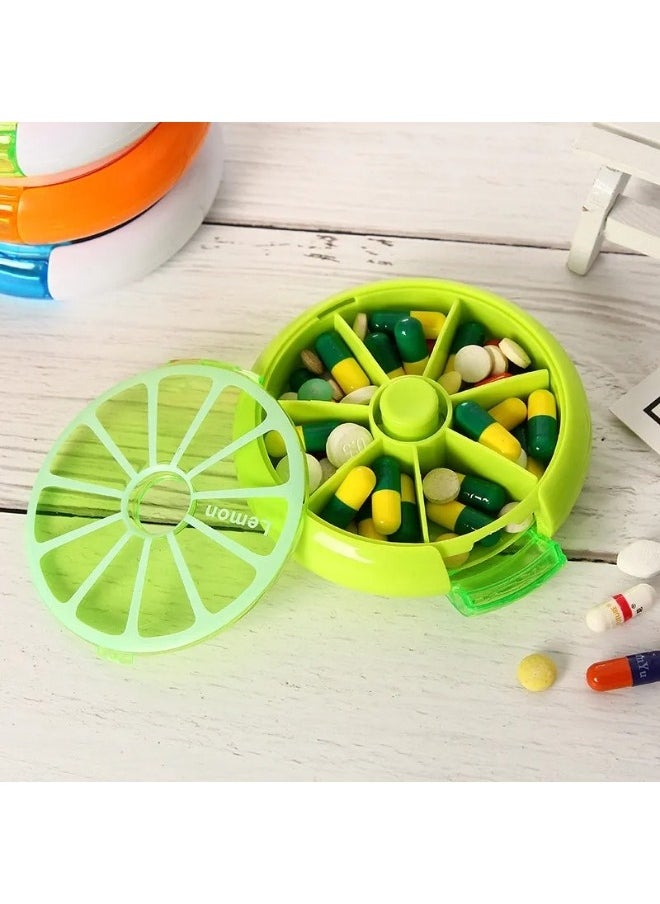 Generic 1 Piece Plastic Round Pill Box 7 Days Weekly-Green  - Image 3