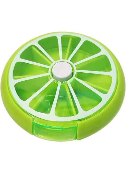 1 Piece Plastic Round Pill Box 7 Days Weekly-Green