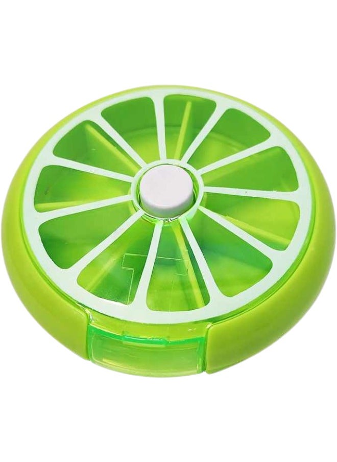 Generic 1 Piece Plastic Round Pill Box 7 Days Weekly-Green  - Image 1