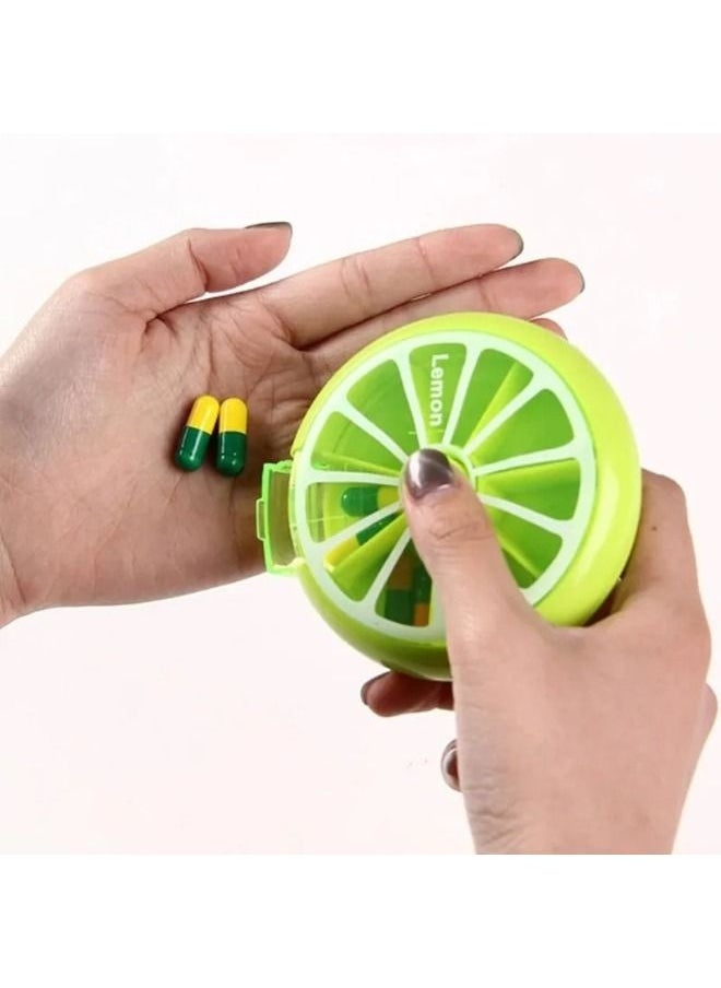 Generic 1 Piece Plastic Round Pill Box 7 Days Weekly-Green  - Image 2