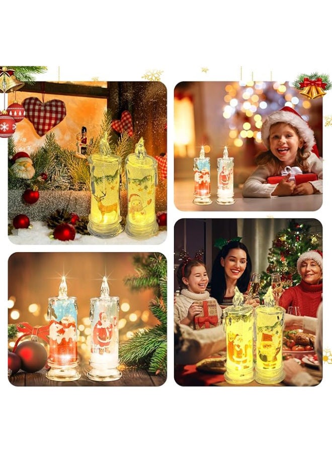 Christmas Flameless Candles with Santa Claus, Snowman,Decals Set of 4, Battery Operated - Image 4