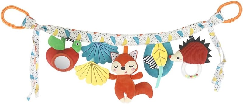 Caterbee Baby stroller mobile chain toy, Crib Hanging Toys with Colourful Plush Animal Cot Rail Decor (Fox) - Image 1