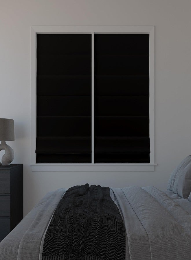 Sun Zero Monte Velvet 100% Blackout Cordless Roman Shade, 27" x 64", Black - Image 2