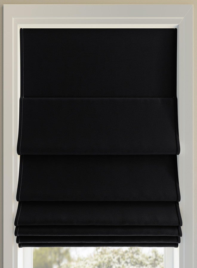 Sun Zero Monte Velvet 100% Blackout Cordless Roman Shade, 27" x 64", Black - Image 1