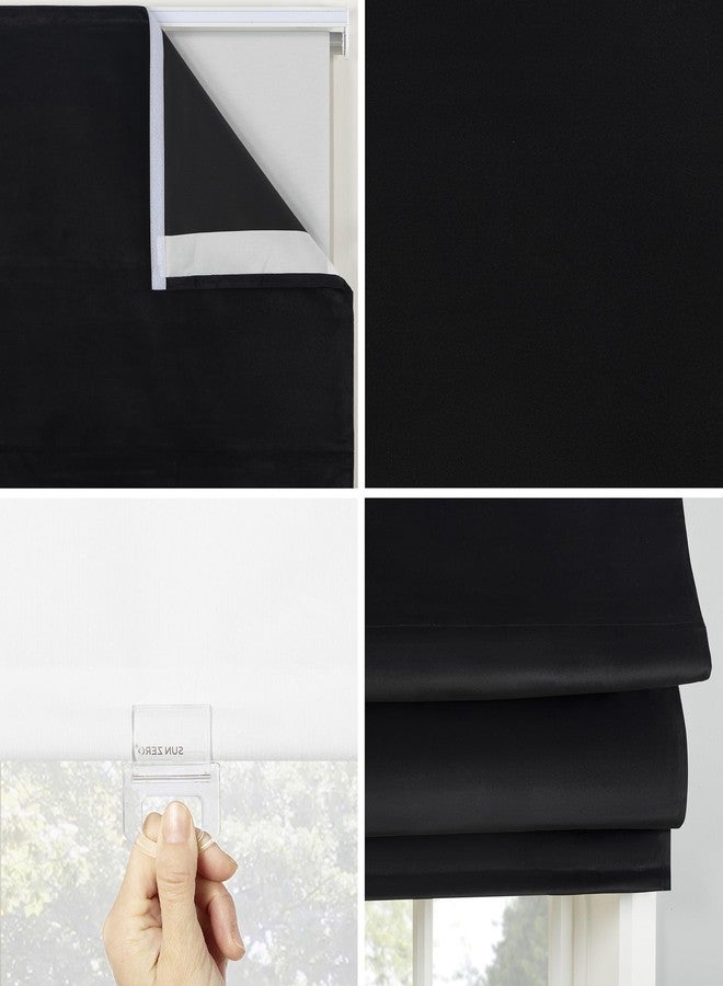 Sun Zero Monte Velvet 100% Blackout Cordless Roman Shade, 27" x 64", Black - Image 3