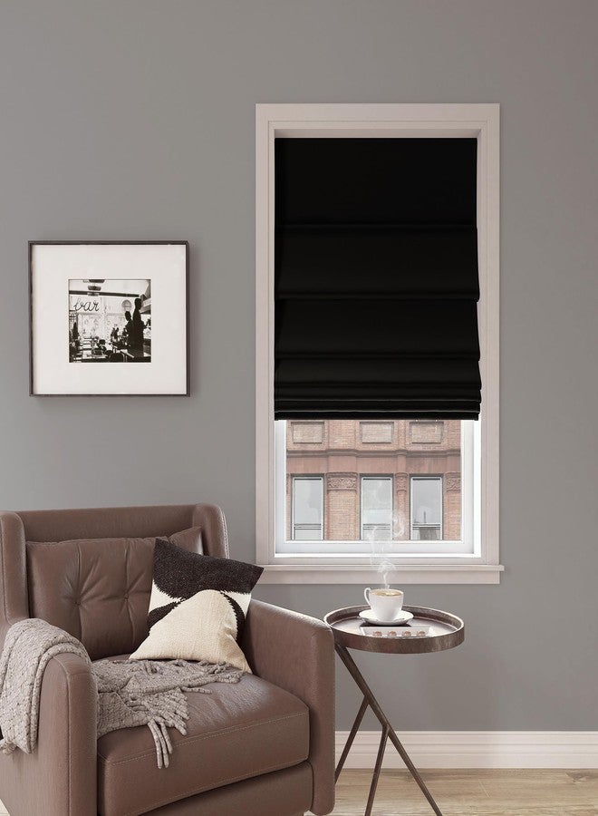 Sun Zero Monte Velvet 100% Blackout Cordless Roman Shade, 27" x 64", Black - Image 5