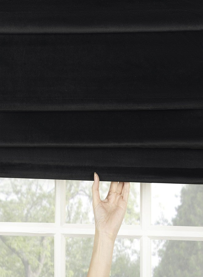 Sun Zero Monte Velvet 100% Blackout Cordless Roman Shade, 27" x 64", Black - Image 4