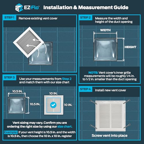 EZ-FLO 10 x 10 Inch (Duct Opening) Return Air Vent Cover for Wall or Ceiling, Solid Steel Return Air Filter Grille, HVAC Vent Cover, White, 61657 - Image 3
