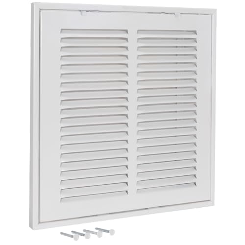 EZ-FLO 10 x 10 Inch (Duct Opening) Return Air Vent Cover for Wall or Ceiling, Solid Steel Return Air Filter Grille, HVAC Vent Cover, White, 61657 - Image 1