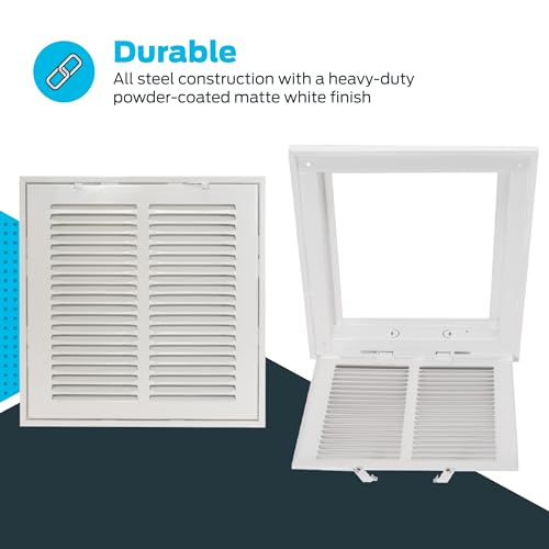 EZ-FLO 10 x 10 Inch (Duct Opening) Return Air Vent Cover for Wall or Ceiling, Solid Steel Return Air Filter Grille, HVAC Vent Cover, White, 61657 - Image 5