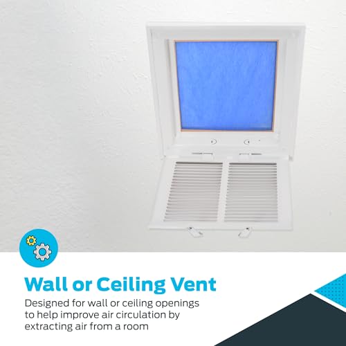 EZ-FLO 10 x 10 Inch (Duct Opening) Return Air Vent Cover for Wall or Ceiling, Solid Steel Return Air Filter Grille, HVAC Vent Cover, White, 61657 - Image 4