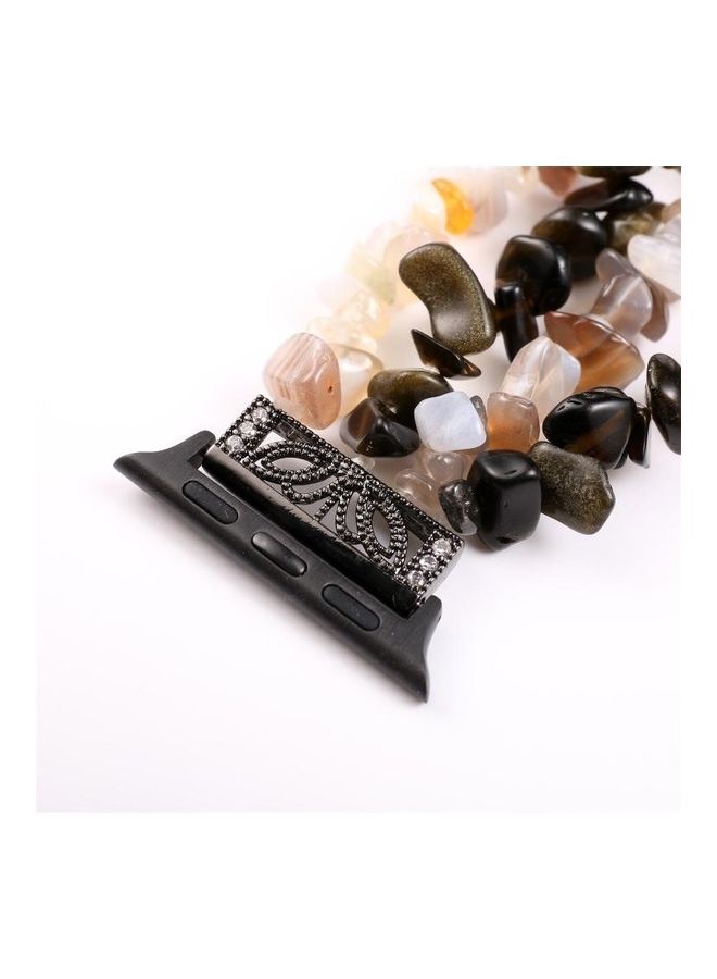 NIBEMINENT Natural Stone Watchband for Apple Watch 5/4/3/2/1 42-44mm Boss Agate - Image 3