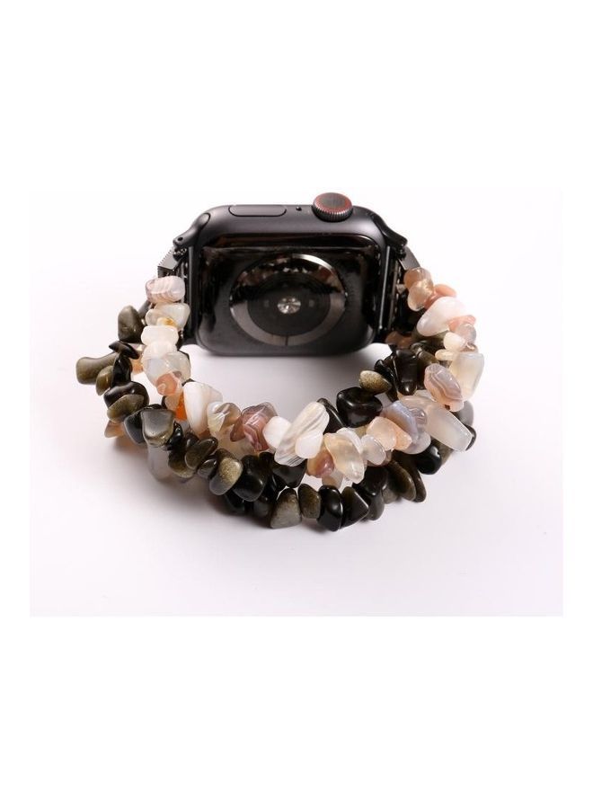 NIBEMINENT Natural Stone Watchband for Apple Watch 5/4/3/2/1 42-44mm Boss Agate - Image 5