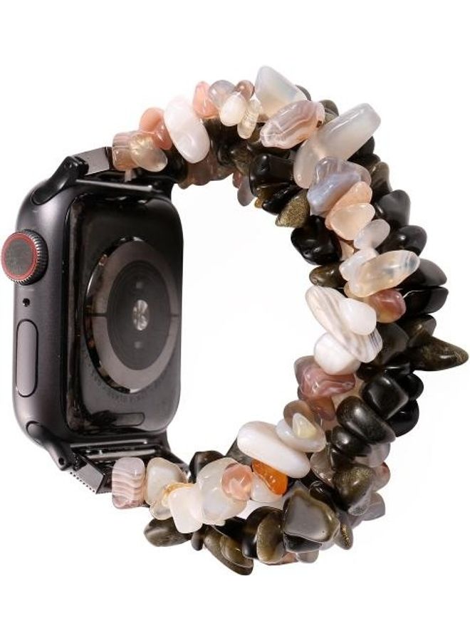 NIBEMINENT Natural Stone Watchband for Apple Watch 5/4/3/2/1 42-44mm Boss Agate - Image 1