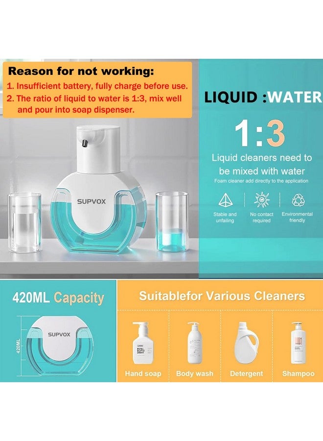 سوبفوكس موزع الصابون الأوتوماتيكي الذكي Supvox®، موزع رغوة الصابون، موزع الصابون الأوتوماتيكي بدون لمس، موزع رغوة ناعمة، 430 مل، موزع رغوة صابون غسيل اليدين، موزع غسيل اليدين للمطبخ والحمام والمكتب والأماكن العامة - Image 2