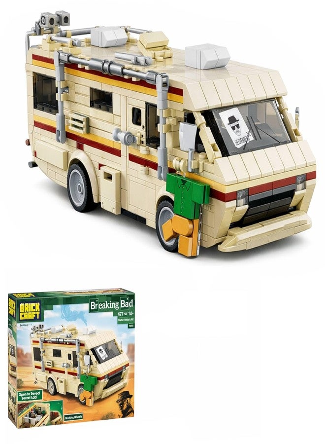 Brickcraft Officially Licensed Breaking Bad RV Building Kit (477 Pieces) Walter White’s Rolling Camper Van Set with Secret Lab Interior, TV Show Collectible Model, Display Toy for Fans and Adults - Image 1
