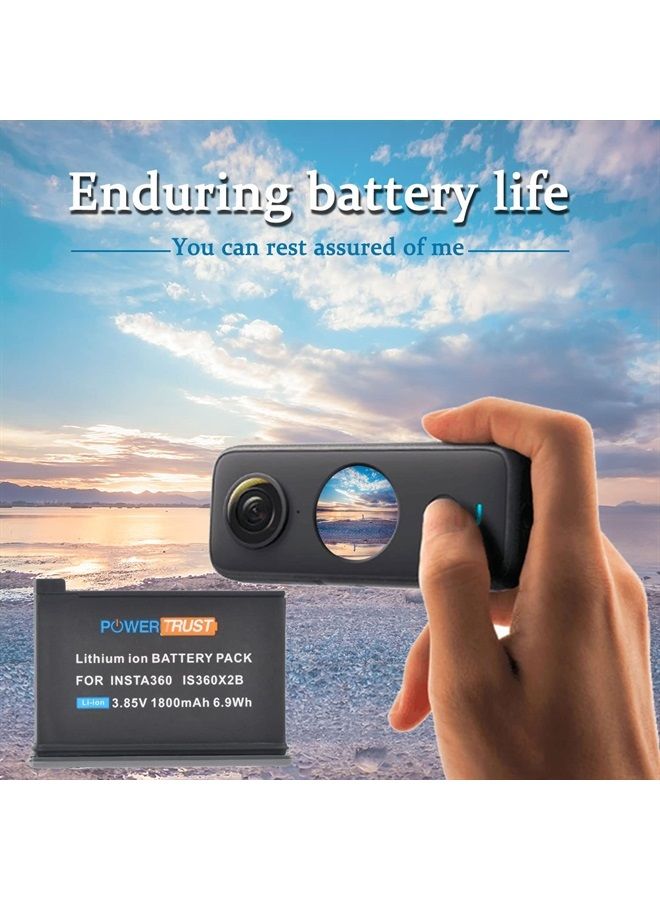 PowerTrust 1800mAh Rechargeable Battery (2-Pack) and USB Dual Charger Compatible with Insta360 ONE X2 Camera - Image 5