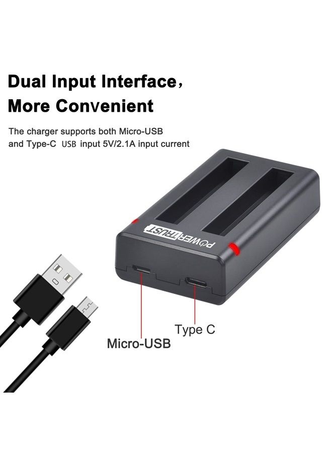 PowerTrust 1800mAh Rechargeable Battery (2-Pack) and USB Dual Charger Compatible with Insta360 ONE X2 Camera - Image 3