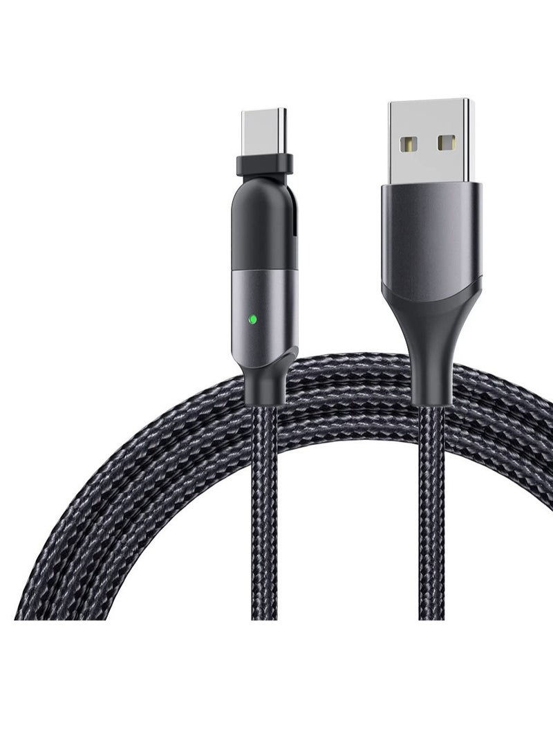 Excefore USB Type-C Charger Cord, 1.2m 180 Degree Rotating Head USB Type-C Nylon Charging and Data Transfer Cord Cable, for Samsung/LG/Moto/LG Phones, for PS5/Xbox X/S Controller/Switch Pro Controller - Image 1