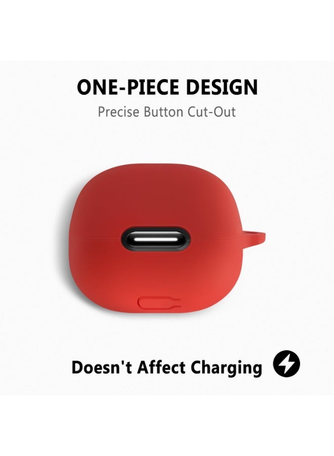 Shockproof Silicone Case for Anker Soundcore Liberty 4 NC, Lightweight Protective Earbuds Cover, Soft Anti-Scratch Skin with Keychain for Anker Soundcore Liberty 4 NC Wireless Earphones – Red - Image 3