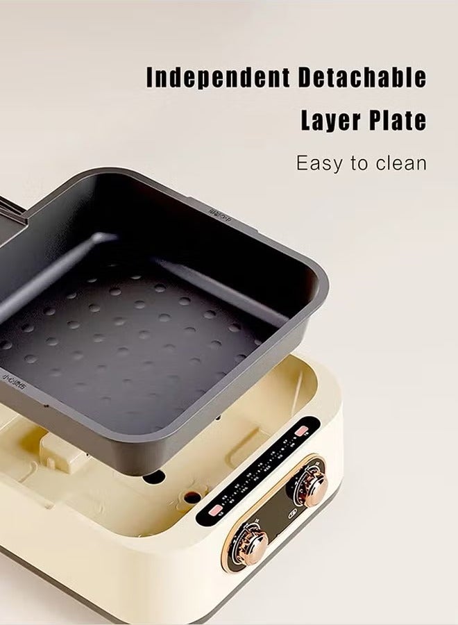 XiuWoo 2.8L large capacity electric baking tray and cooking machine, 1800W, 10 in 1 multifunctional, frying, baking, boiling, steaming, barbecue, roasting - Image 3