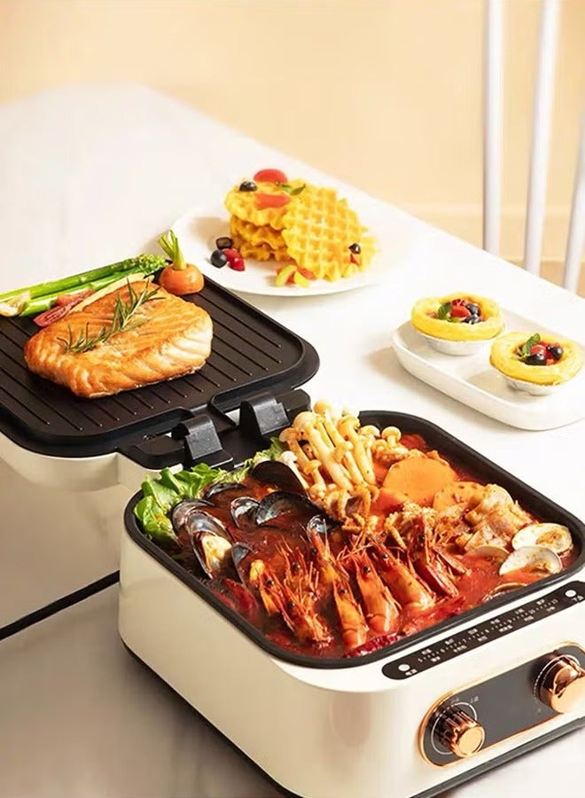XiuWoo 2.8L large capacity electric baking tray and cooking machine, 1800W, 10 in 1 multifunctional, frying, baking, boiling, steaming, barbecue, roasting - Image 2