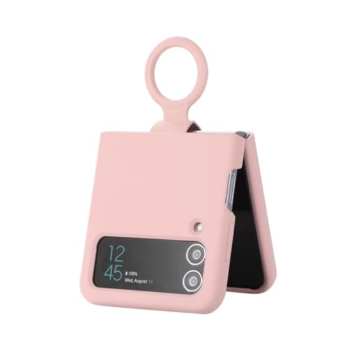 Valente Premium Silicone Case Cover with Ring for Galaxy Z Flip 4 (Pink) - Image 1