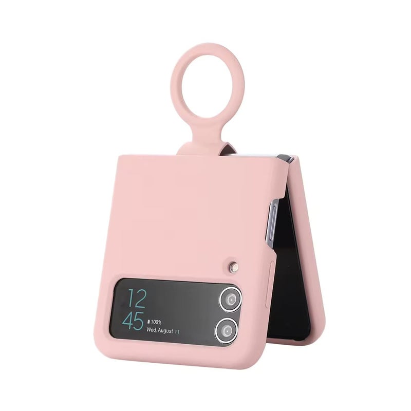 Valente Premium Silicone Case Cover with Ring for Galaxy Z Flip 4 (Pink) - Image 3