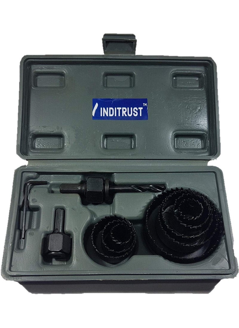 Inditrust - Inditrust 11 pc wood hole saw cutting set kit 11 pc Hole saw set for cutting smooth clean accurate holes Rotary Bit Set 8 Bits - Image 1