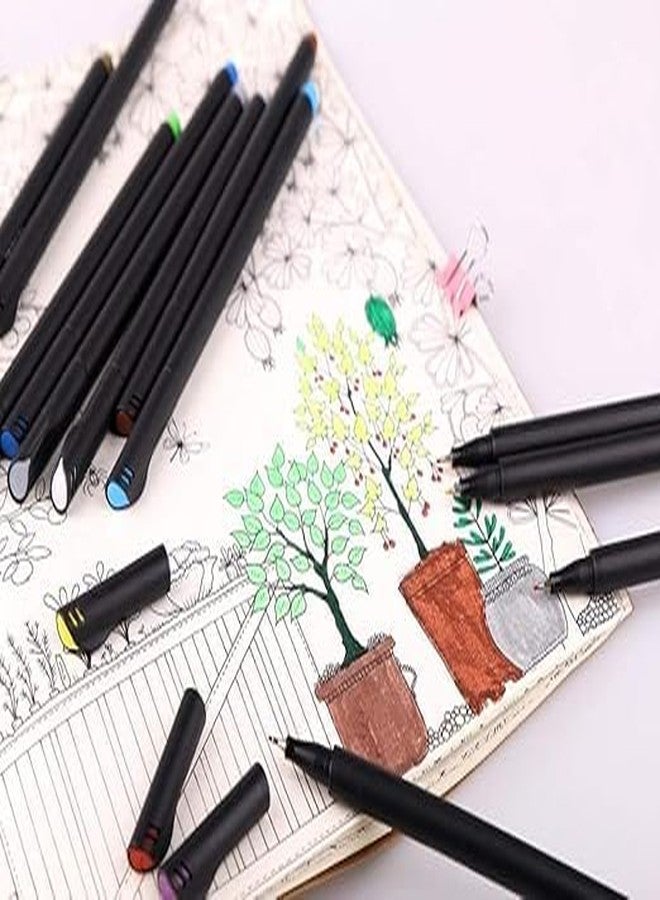 URBAN BOX مجموعة أقلام تلوين URBAN BOX Fineliner، برأس رفيع 0.4 مم، 12 لونًا، أقلام تحديد متعددة الألوان للرسم وتخطيط اليوميات - Image 2