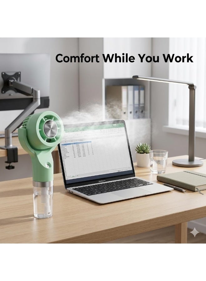 USB Rechargeable Portable Mini Cooling Mist Fan with 3 Wind Speeds, Water Humidifying Function, Personal Cooling Fan for Travel, Office, Outdoor Use - Image 2