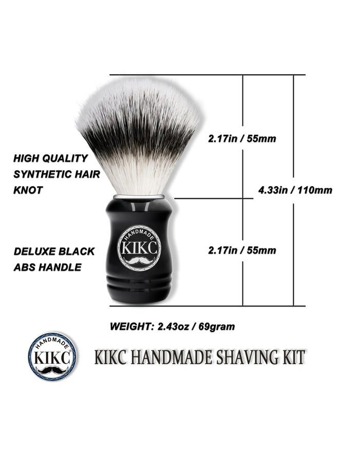 KIKC Hand Crafted Shaving Brush for Vegans, Synthetic Hair Bristle for Wet Shave, Comfortable ABS Handle Black Color, Best Gift for Bearded Man - Image 4