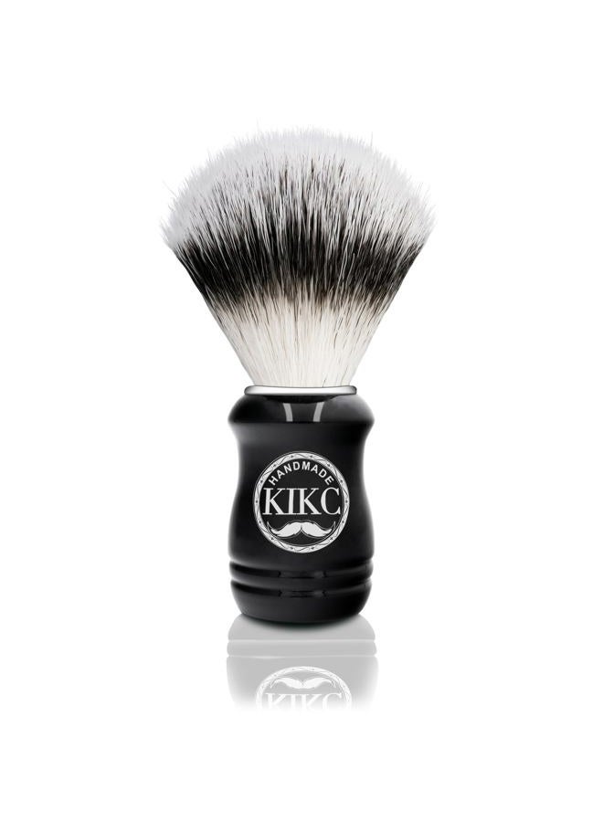 KIKC Hand Crafted Shaving Brush for Vegans, Synthetic Hair Bristle for Wet Shave, Comfortable ABS Handle Black Color, Best Gift for Bearded Man - Image 1