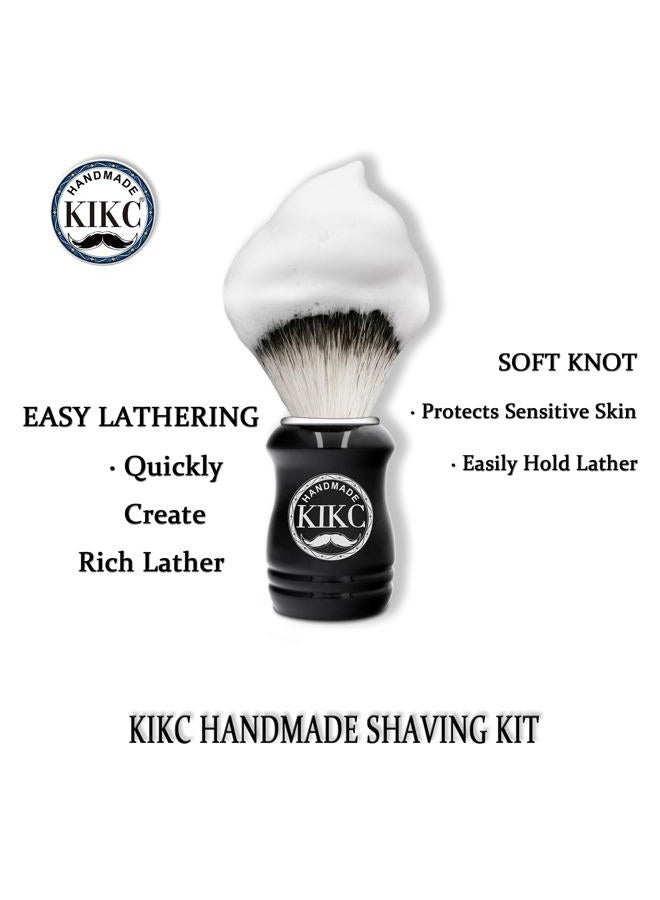 KIKC Hand Crafted Shaving Brush for Vegans, Synthetic Hair Bristle for Wet Shave, Comfortable ABS Handle Black Color, Best Gift for Bearded Man - Image 3