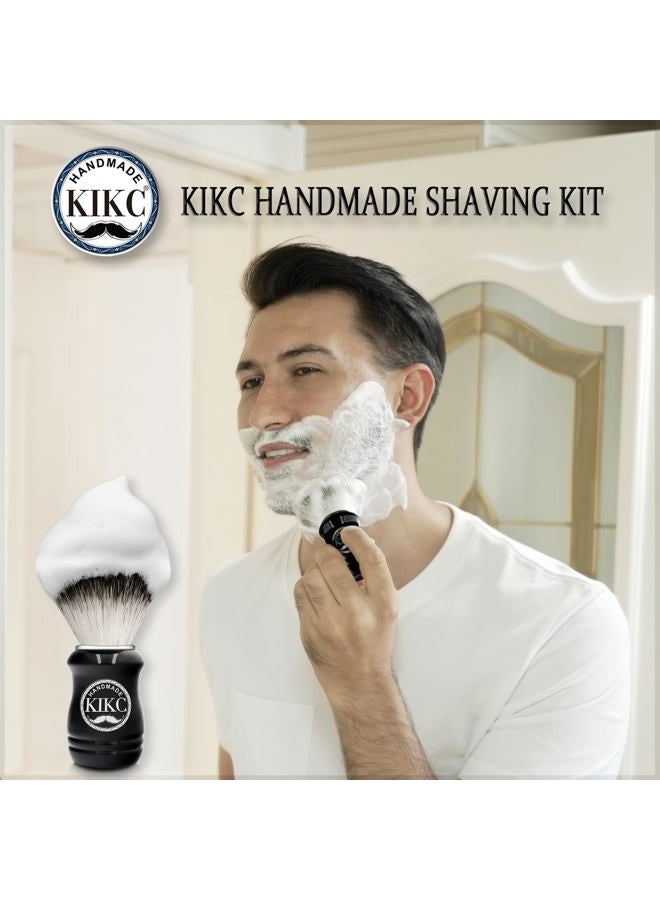 KIKC Hand Crafted Shaving Brush for Vegans, Synthetic Hair Bristle for Wet Shave, Comfortable ABS Handle Black Color, Best Gift for Bearded Man - Image 5