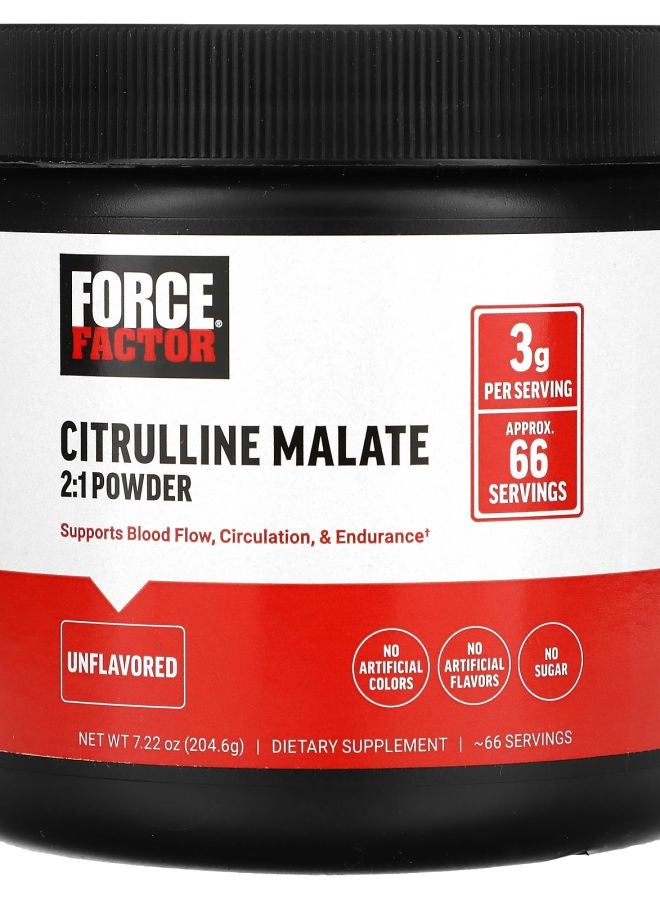 Force Factor مسحوق سيترولين ماليت 2:1 بدون نكهة 7.22 أونصة (204.6 جرام)