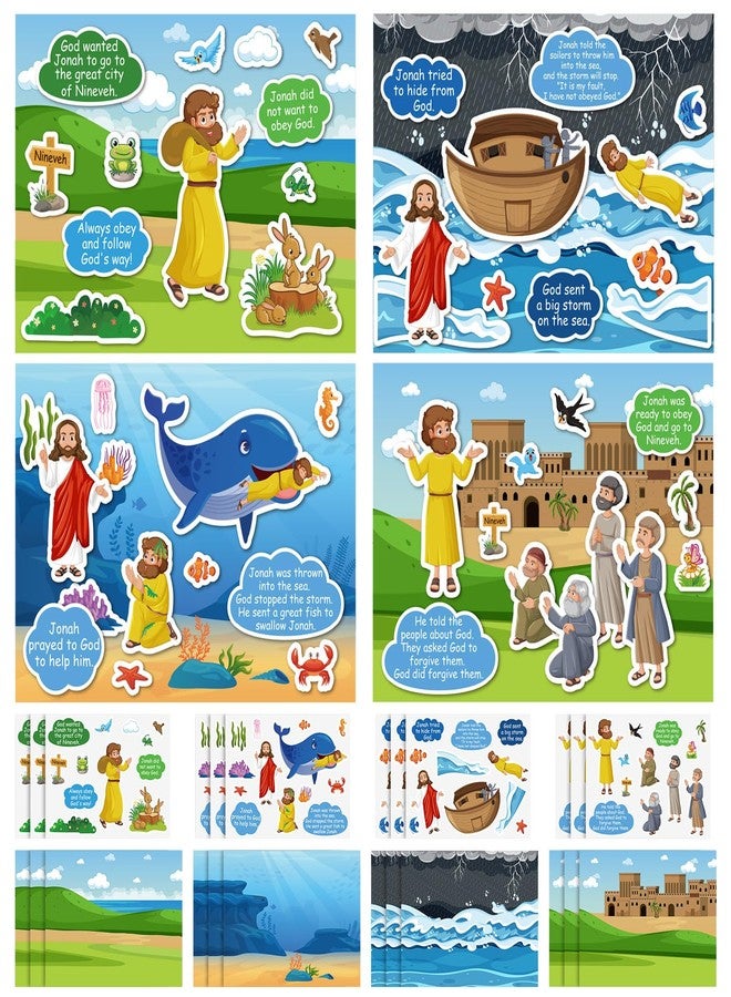 Marspark 12 Pcs Jonah and The Whale Scene Stickers Set Religious Bible Crafts Kit DIY Scene Stickers Vacation Bible Craft for Christian Art DIY Project Supplies VBS Party Activities - Image 1