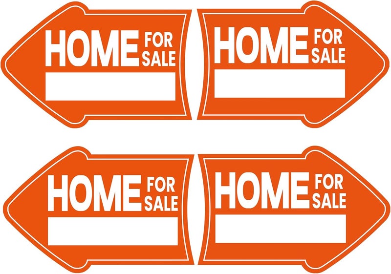 ULVEOL Pack of 3 Home for Sale Sign with Stakes - 12x8 inch Double Sided Home for Sale by Owner Yard Sign - Plastic Directional Arrow Open House Sign - Kit for Estate Agent Lawn Garden Supplies - Image 1